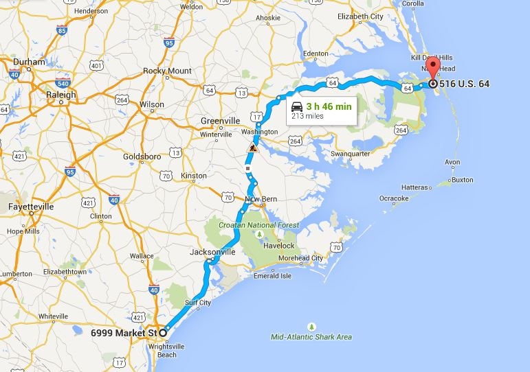 Day 1 Wilmington to Manteo 17 May