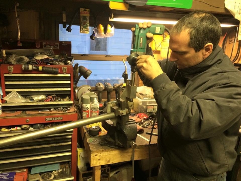 Prepping the roll bar to go to powdercoating